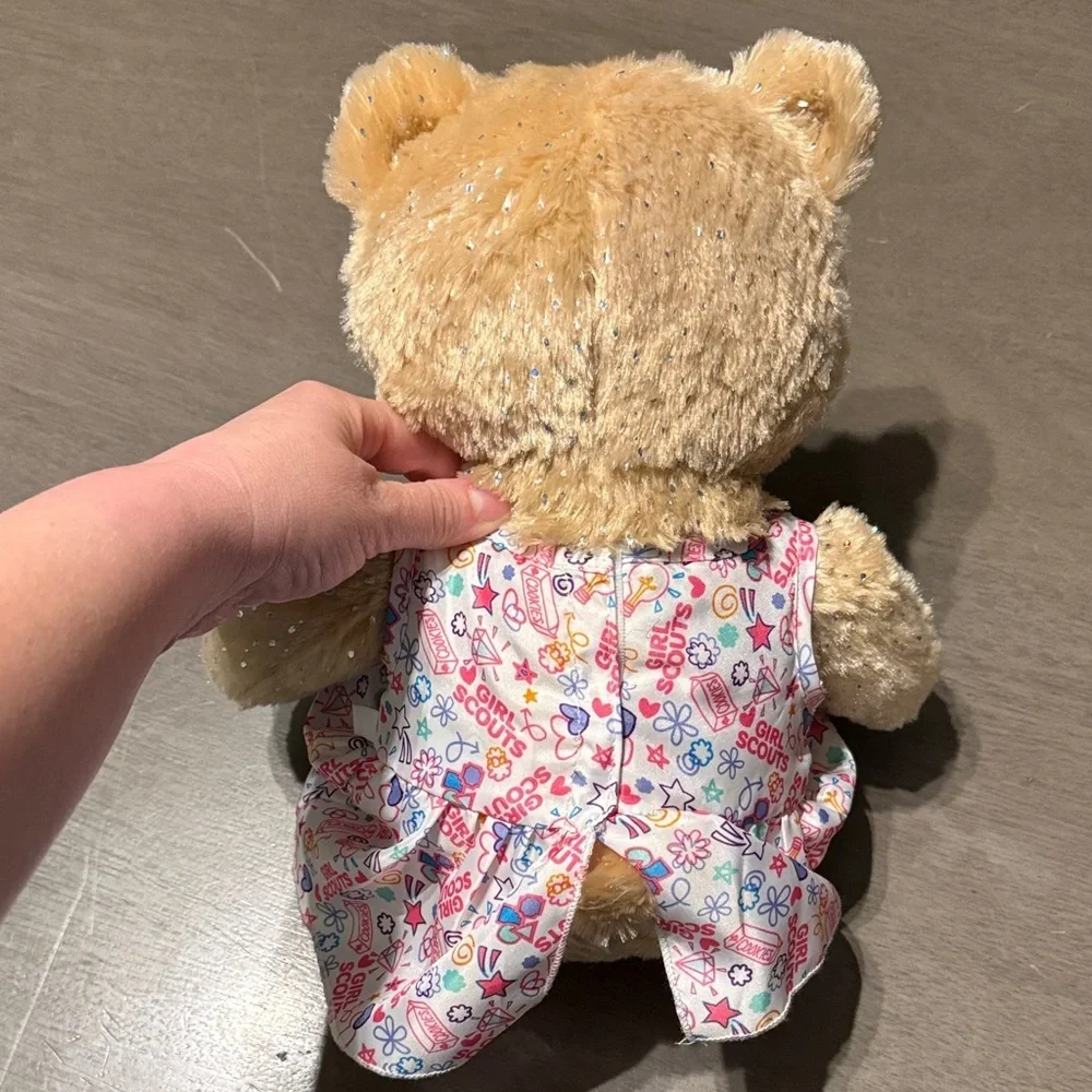 Girl Scout Build-A-Bear Teddy with Pink and Purple Dress
